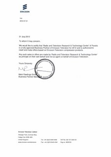 Ericsson Letter